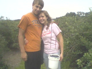 Blueberry picking.Nick and Brit