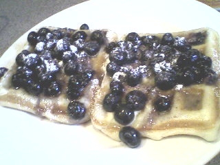 Waffles w blueberry sauce.2