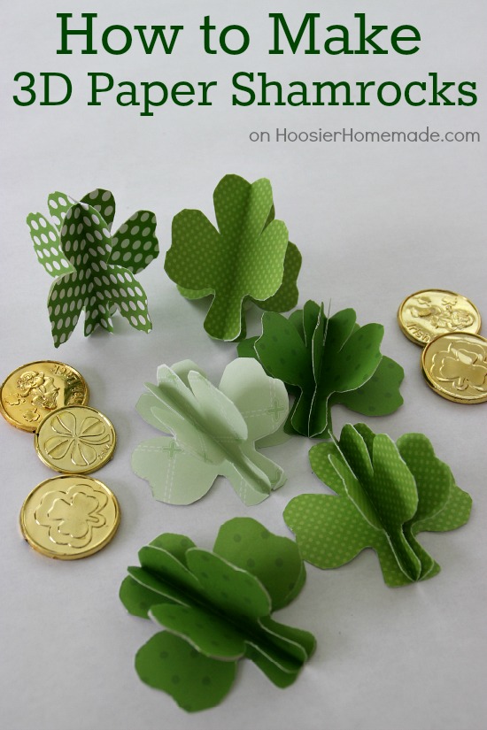 How to Make 3D Paper Shamrocks | Instructions on HoosierHomemade.com