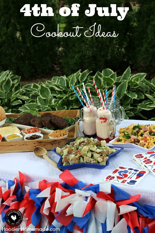 Whether you are planning a family cookout or a big Fourth of July Party, these 4th of July Cookout Ideas are sure to make everyone happy! They are easy, make-ahead and won't break the bank! Click on the photo for recipes and table decoration.