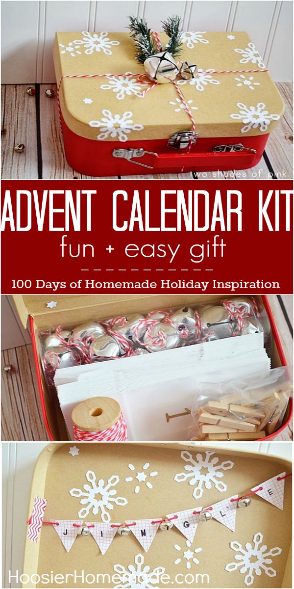 Put together this fun Advent Calendar Kit for your family or to give as a gift. Visit our 100 Days of Homemade Holiday Inspiration for more recipes, decorating ideas, crafts, homemade gift ideas and much more!
