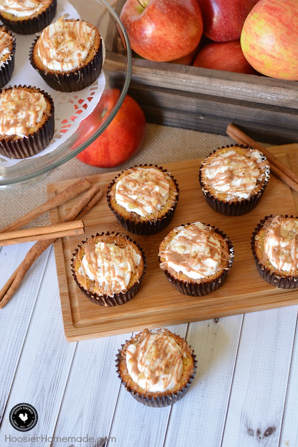 All of the delicious flavors of Apple Crumble Pie without all the hassle. These Apple Crumble Pie Cupcakes are packed with Fall flavors - but are super easy to make! Perfect for Thanksgiving Dessert, Fall Parties, or even a special weeknight dessert. 