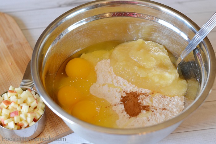 Apple Cupcakes mixed in a bowl