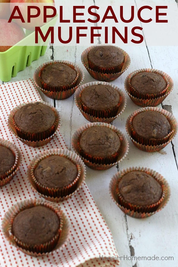 APPLESAUCE MUFFINS -- a hearty muffin perfect for breakfast, lunch boxes, snacks or even a late night snack! Filled with good-for-you ingredients and LESS sugar too!