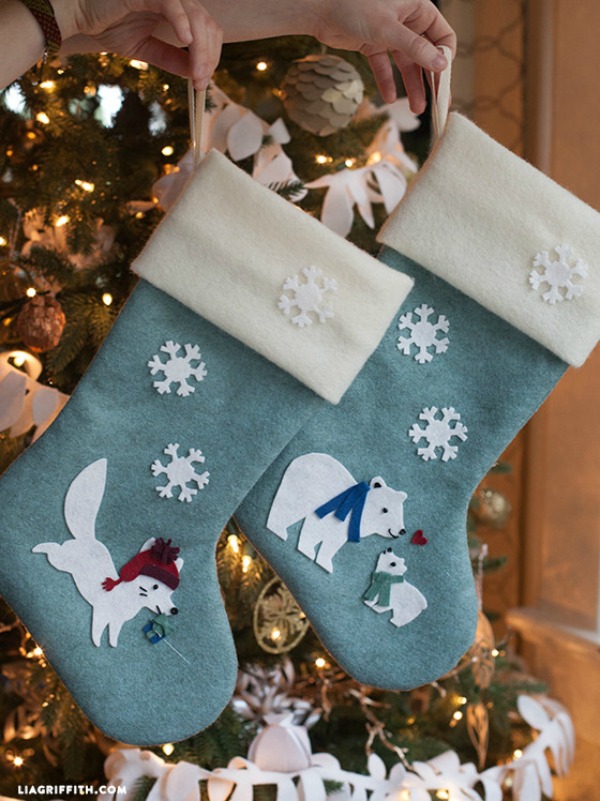 These adorable DIY Felt Christmas Stockings are the perfect addition to your Christmas decorating! Visit our 100 Days of Homemade Holiday Inspiration for more recipes, decorating ideas, crafts, homemade gift ideas and much more!