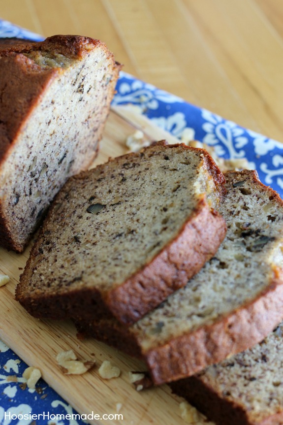 Banana Bread - Hands down the best Banana Bread Recipe I have ever made! This recipe was passed down from my Mom! Super easy too! No mixer needed! Add nuts or not, either way it's delicious! Pin to your Recipe Board!