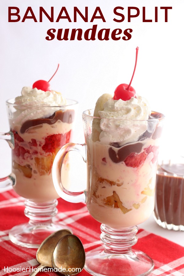 BANANA SPLIT SUNDAES - Who says your Banana Split can't be layered in a glass? These Banana Splits have a special ingredient - grilled fruit! Grilling the fruit takes the flavor to a whole new level!