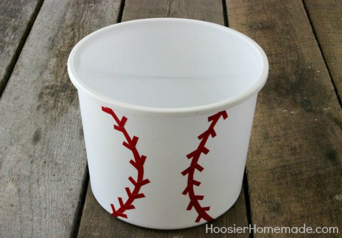 Team gift baseball buckets for end of season party.  Baseball gifts,  Baseball theme gifts, Baseball team gift