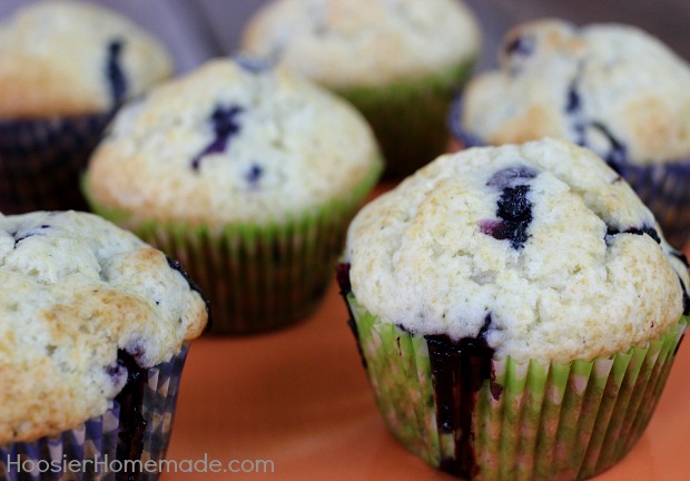 Light Blueberry Muffins | Recipe on HoosierHomemade.com