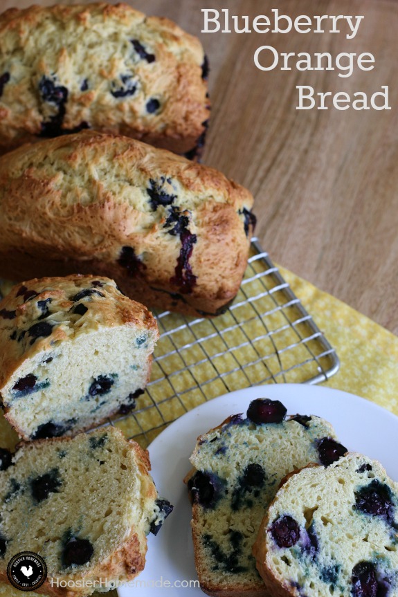 Blueberry Orange Bread - bursting with fresh blueberries, delicious orange flavor and less sugar! Easy to make - one bowl quick bread recipe! Pin to your Recipe Board!