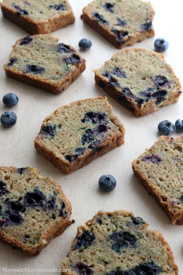 Blueberry Zucchini Bread Recipe - this delicious, moist bread is a MUST make! SHH...don't tell the kids it has veggies in it though, they will never know! The Zucchini and Blueberries make a double punch of flavor with all the great nutrients for you! Click on the Photo for the Zucchini Bread Recipe!