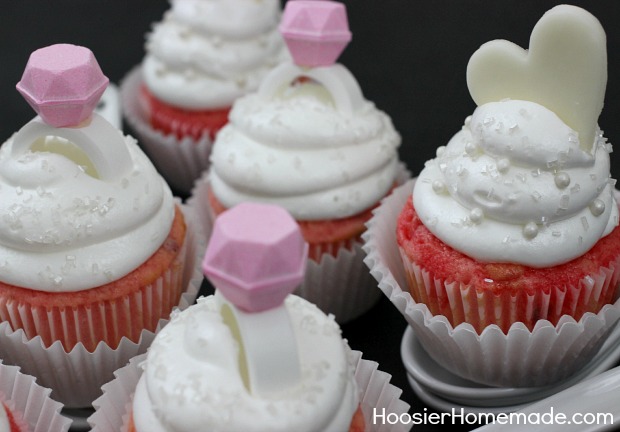 Bridal Shower Cupcakes | Strawberry Cupcakes with Marshmallow Frosting | Recipe on HoosierHomemade.com