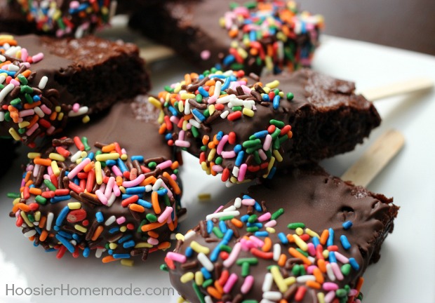 Brownies on a Stick | Fun, simple treat for any occasion | Recipe on HoosierHomemade.com