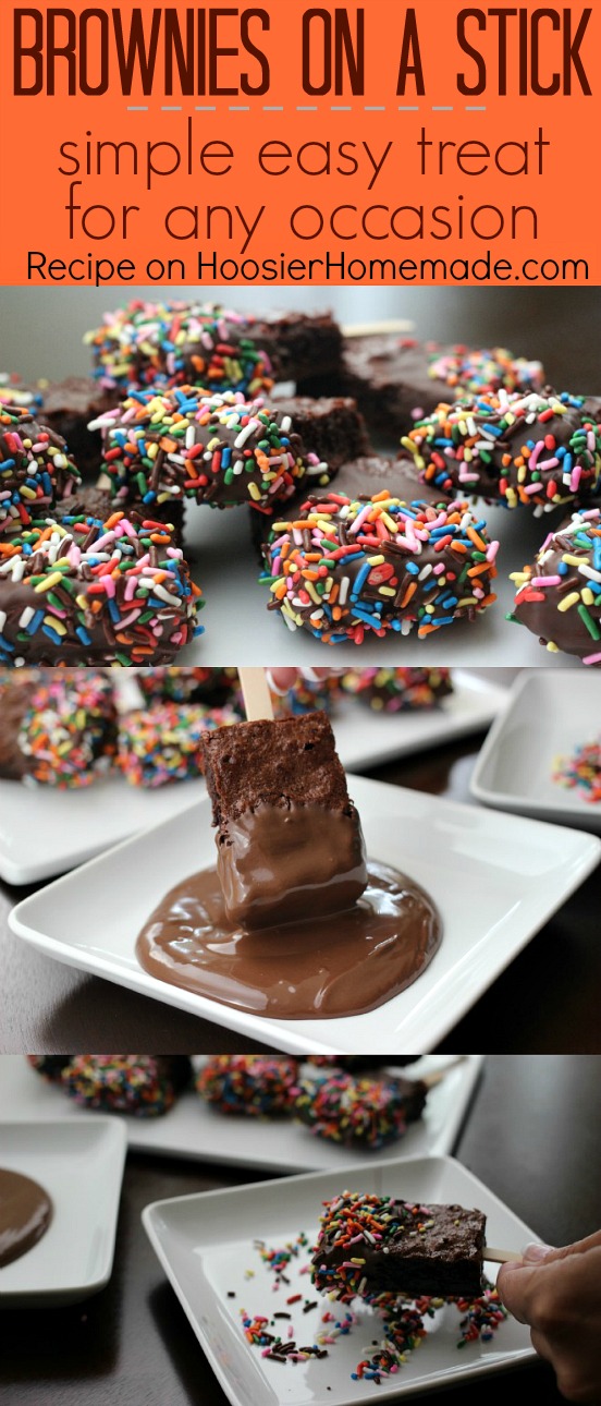 Brownies on a Stick | Fun, simple treat for any occasion | Recipe on HoosierHomemade.com