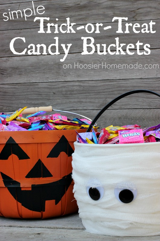 Simple Trick-or-Treat Candy Buckets Tutorial on HoosierHomemade.com