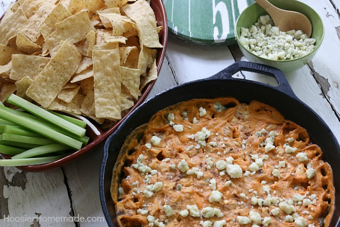 BUFFALO CHICKEN ONION DIP -- Perfect for watching your favorite team, movie night, parties, or just snacking! 