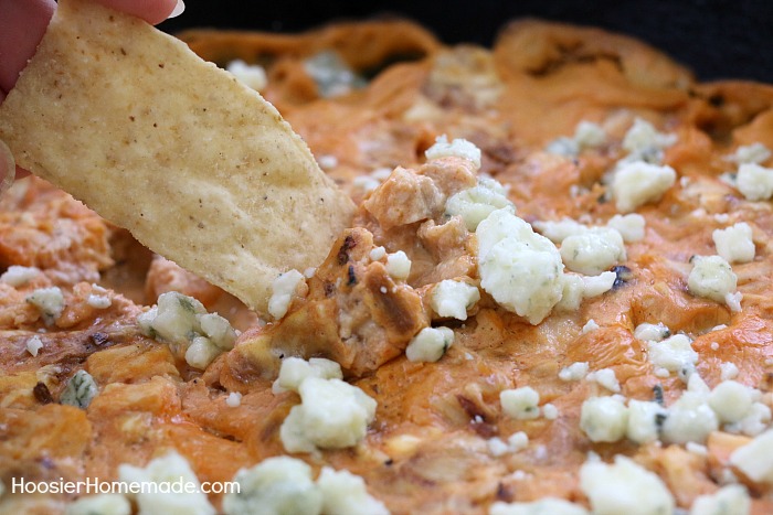 BUFFALO CHICKEN ONION DIP -- Perfect for watching your favorite team, movie night, parties, or just snacking! 