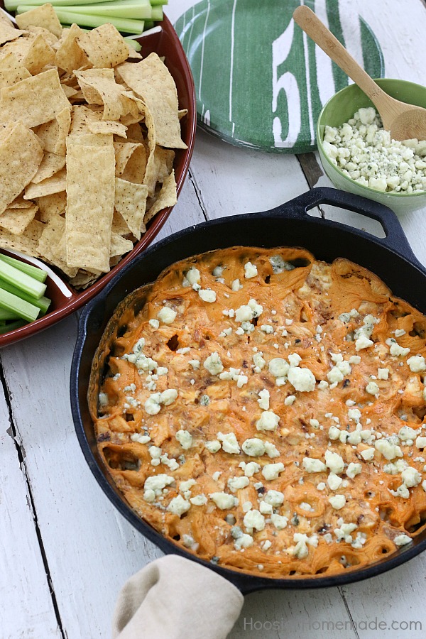 BUFFALO CHICKEN ONION DIP -- Perfect for watching your favorite team, movie night, parties, or just snacking! 