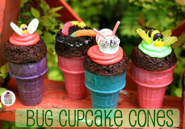 Bug Cupcake Cones for Earth Day :: Recipe on HoosierHomemade.com