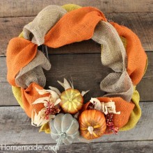 Fall Wreath with Burlap :: Instructions on HoosierHomemade.com