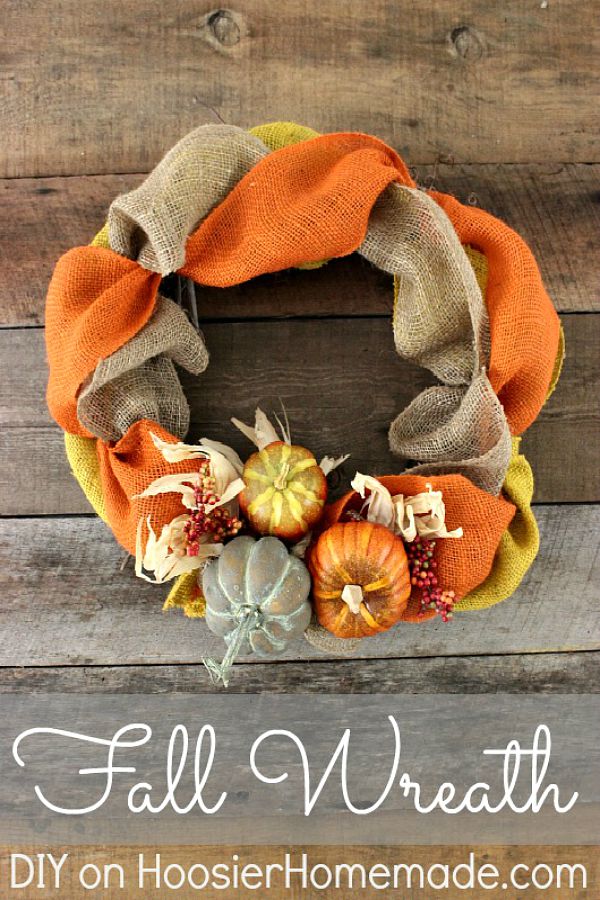 DIY FALL WREATH -- ThIS Fall Wreath takes minutes to make with just a few supplies! Brighten up your front door or inside your home with this easy to make wreath!