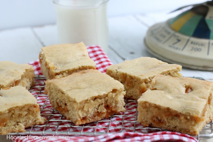 BUTTERSCOTCH BAR COOKIES -- Use this same recipe for endless options of mix ins! These Bar Cookies are super easy and can be made in under 30 minutes! 