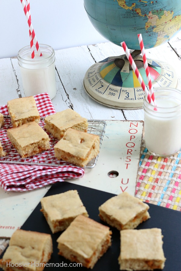 BUTTERSCOTCH BAR COOKIES -- Use this same recipe for endless options of mix ins! These Bar Cookies are super easy and can be made in under 30 minutes! 