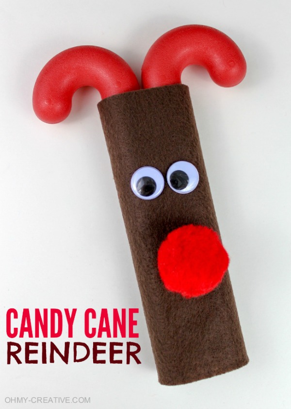 Make this easy Candy Cane Reindeer for gifts, classroom parties, and more! The kids can help with them too! Visit our 100 Days of Homemade Holiday Inspiration for more recipes, decorating ideas, crafts, homemade gift ideas and much more!