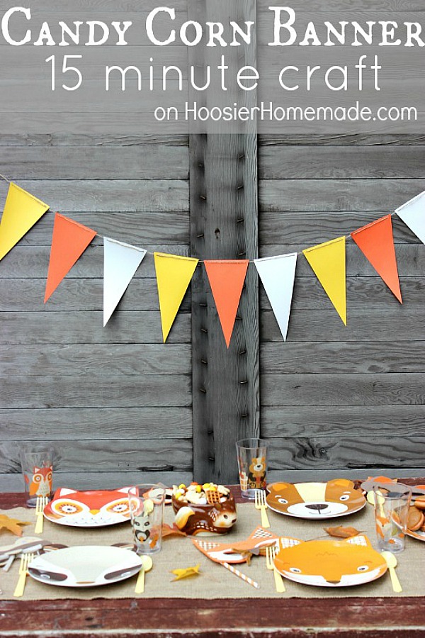 With our busy lives it's always nice to have a quick craft that you can make with just a few simple supplies. Add a little pizzazz to your festivities with this easy 15 minute craft, a Candy Corn Banner.