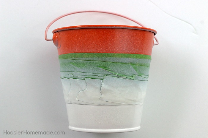 PAINTED CANDY CORN TREAT BUCKET -- How to paint a metal bucket 
