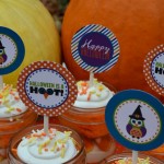 Printable Halloween Cupcake Toppers and Wrappers available for Free on HoosierHomemade.com