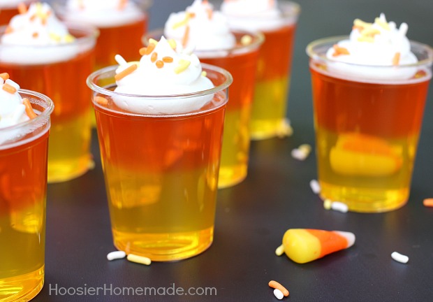 Candy Corn Jello Shots :: Recipe on HoosierHomemade.com