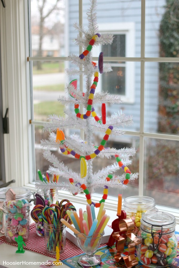 KITCHEN CHRISTMAS TREE -- This fun and whimsy Candy Christmas Tree is sure to brighten up your Christmas Decor! 
