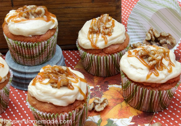 Caramel Apple Cupcakes :: Recipe on HoosierHomemade.com 