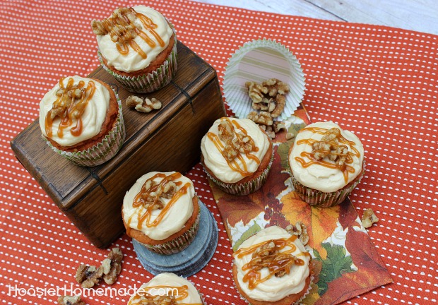 Caramel Apple Cupcakes :: Recipe on HoosierHomemade.com 