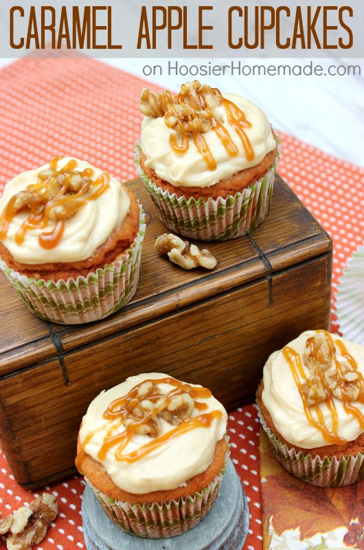 Caramel Apple Cupcakes :: Recipe on HoosierHomemade.com 