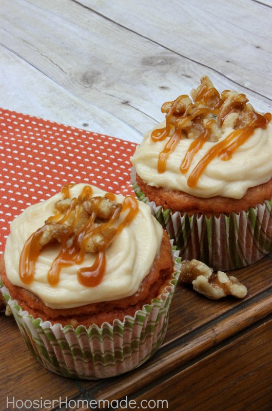 Caramel Apple Cupcakes :: Recipe on HoosierHomemade.com 