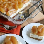 The PERFECT dessert for any occasion! This Cream Cheese Dessert has a super easy 3 ingredient crust with a fluffy, creamy filling! Top with Caramel Apple Pie Filling for Fall, Mixed Berry for the holidays, or maybe Cherries or Peach or Blueberries! This is a MUST make dessert!