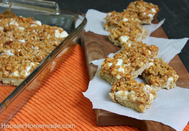 Caramel Cashew Bar Cookies :: Recipe on HoosierHomemade.com