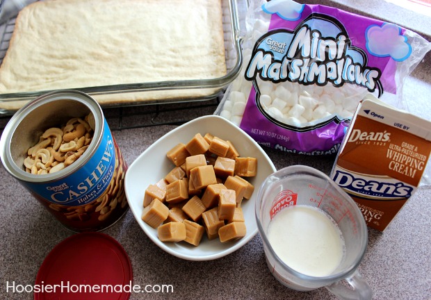 Caramel Cashew Bar Cookies :: Recipe on HoosierHomemade.com