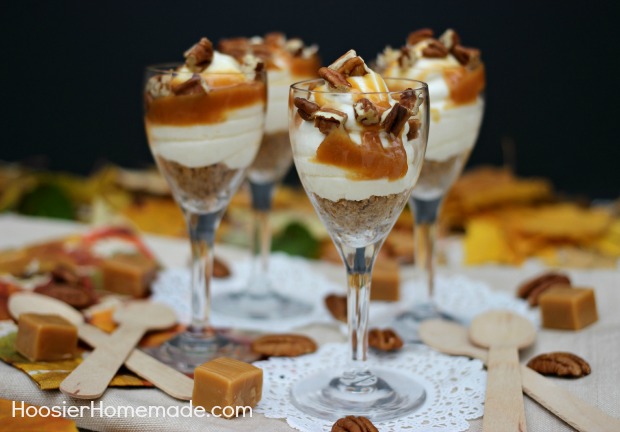 Caramel Pecan Cheesecake Trifles | Recipe on HoosierHomemade.com