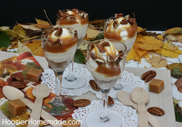 Caramel Pecan Cheesecake Trifles | Recipe on HoosierHomemade.com