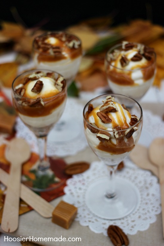 Caramel Pecan Cheesecake Trifles | Recipe on HoosierHomemade.com