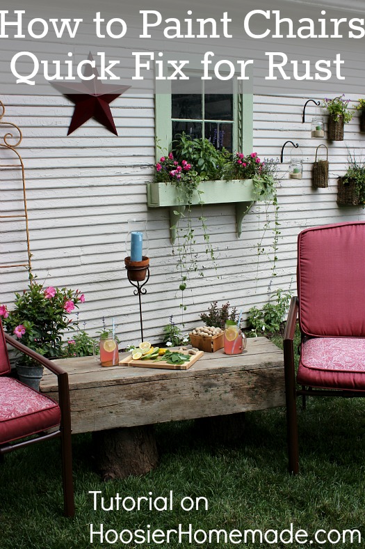 How to Paint Chairs: Quick Fix for Rust :: Tutorial on HoosierHomemade.com