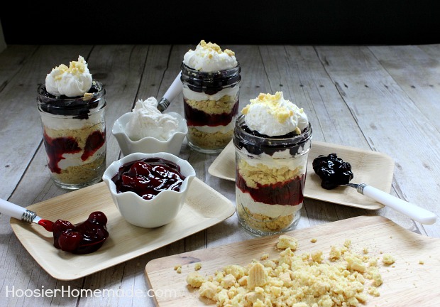 No Bake Cheesecake Trifles : Perfect for Fourth of July :: Recipe on HoosierHomemade.com