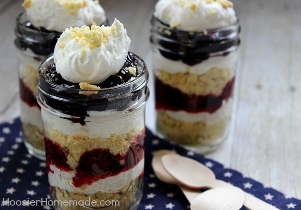 No Bake Cheesecake Trifles: Perfect for Fourth of July :: Recipe on HoosierHomemade.com