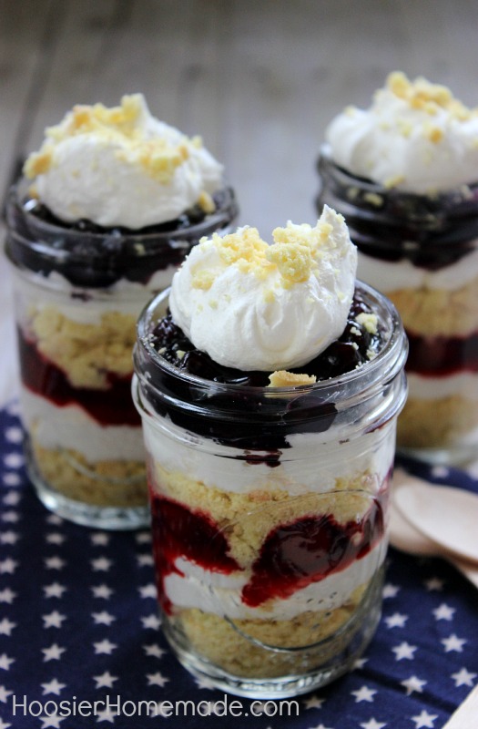 No Bake Cheesecake Trifles: Perfect for Fourth of July :: Recipe on HoosierHomemade.com