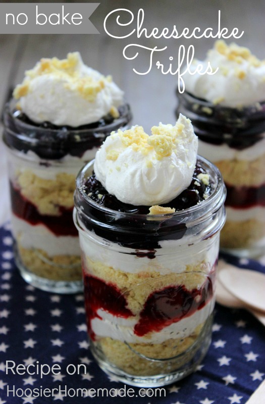 No Bake Cheesecake Trifles : Perfect for Fourth of July :: Recipe on HoosierHomemade.com