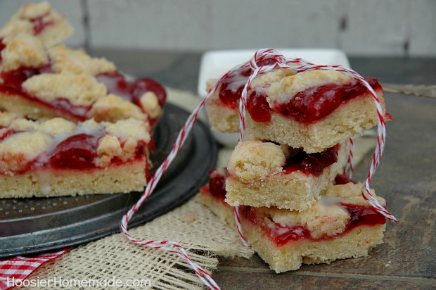 Cherry Almond Bars Recipe :: HoosierHomemade.com