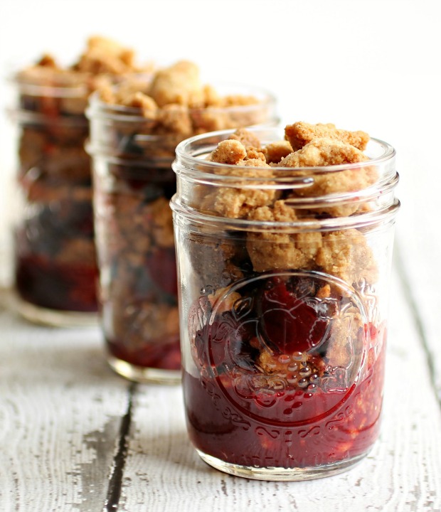 Cherry Crumb Pie in a Jar | Recipe on HoosierHomemade.com